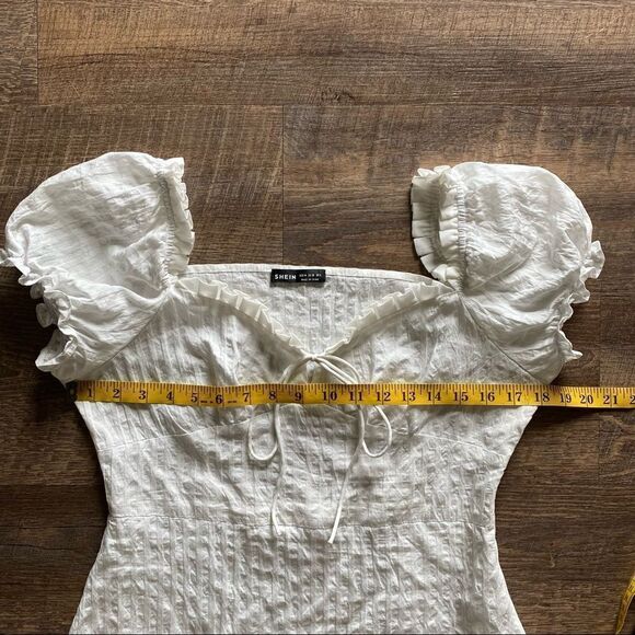 SHEIN White Dress Off Shoulder Feminine Multiway Cotton Medium Party - Picture 9 of 12